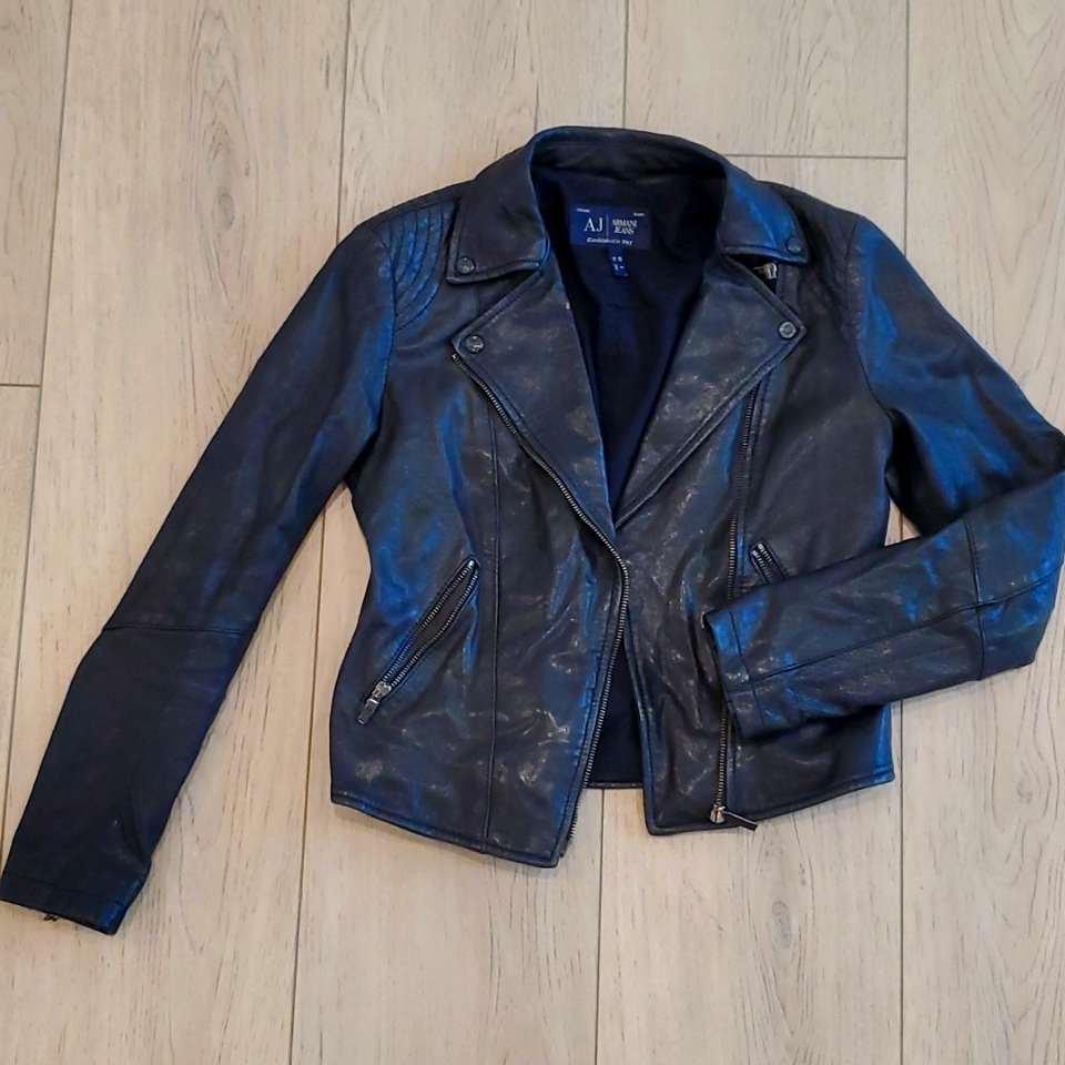 Vintage! Armani Exchange 90's Biker Real Leather Jacket